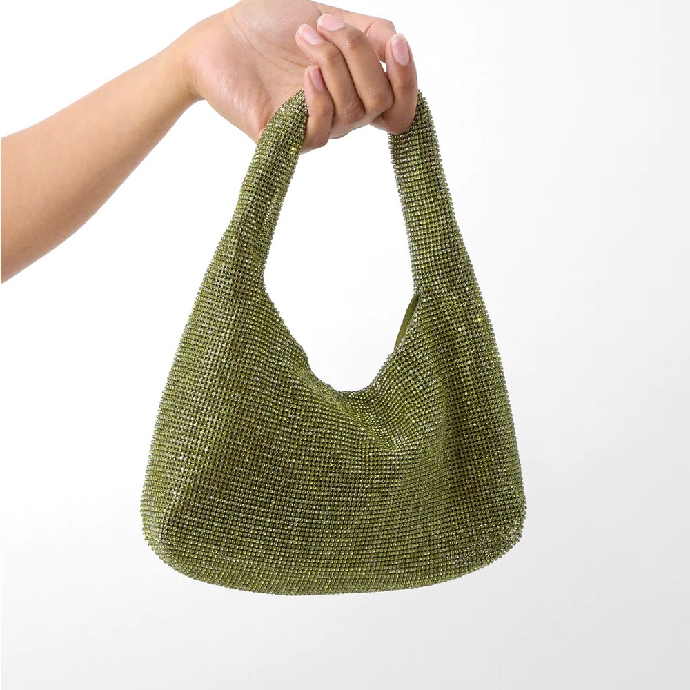 KARA moss mini crystal mesh armpit bag